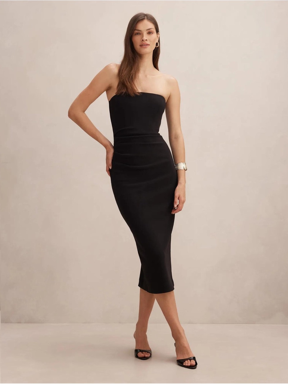 Ever New Betty Strapless Black Midi Dress